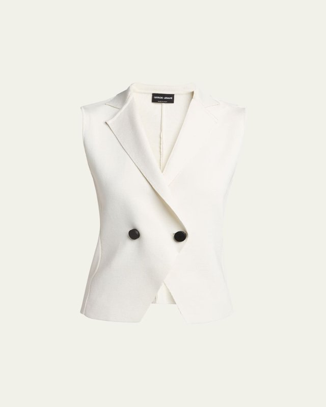 Silk Knit Single-Breasted Vest